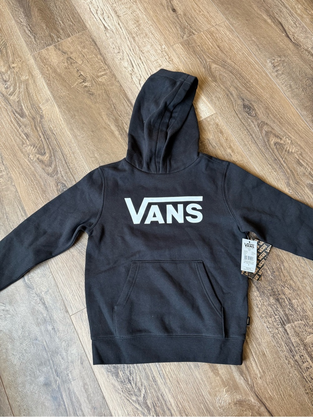 Vans Black Hoodie with White Logo for Kids